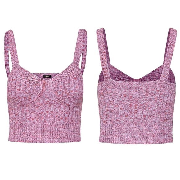 NWT AFRM Silas Sweater Knit Bustier Sleeveless Crop Top Marled Soft Gray Mauve - Picture 6 of 6